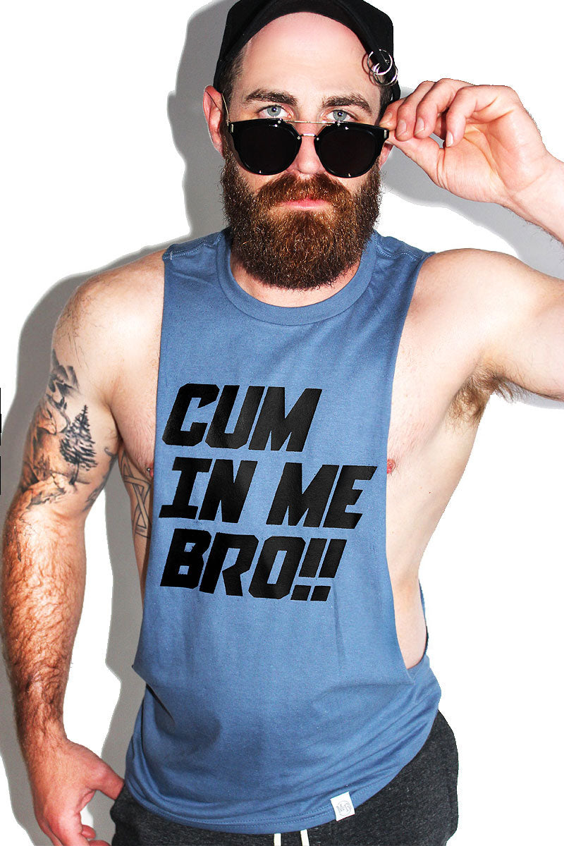 Cum In Me Bro Low Arm Shredder Tank- Blue