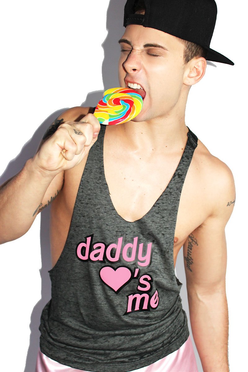 Daddy Luvs Me Burnout String Tank-Acid Grey