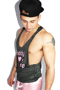 Daddy Luvs Me Burnout String Tank-Acid Grey