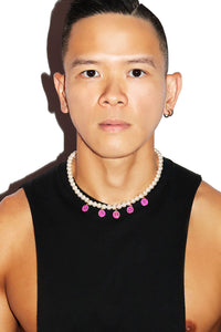 Daddy Pendant Pearl Necklace - White