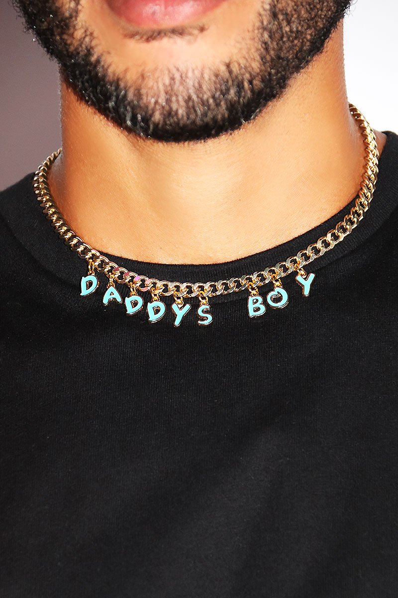 Daddy's Boy Pendant Choker Necklace - Gold