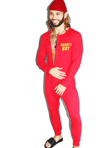 Daddy's Boy Pajama Romper-Red