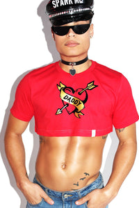 Daddy Tattoo Extreme Crop Tee-Red