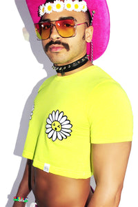 Daisies Pasties Crop Tee- Neon Yellow