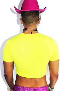Daisies Pasties Crop Tee- Neon Yellow