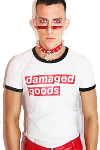 Damaged Goods Ringer Tee- White