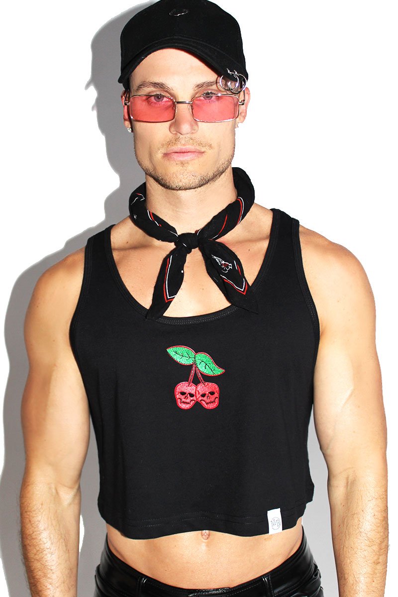 Dead cherries Crop Racerback Tank-Black