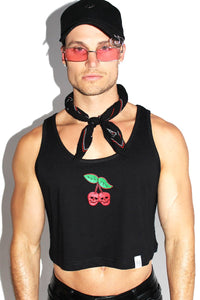 Dead cherries Crop Racerback Tank-Black
