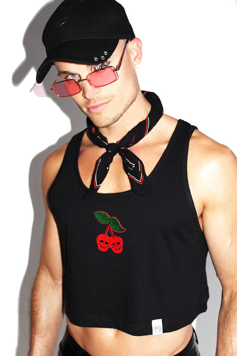 Dead cherries Crop Racerback Tank-Black