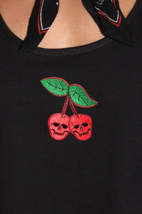 Dead cherries Crop Racerback Tank-Black