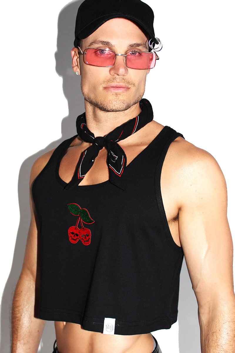 Dead cherries Crop Racerback Tank-Black
