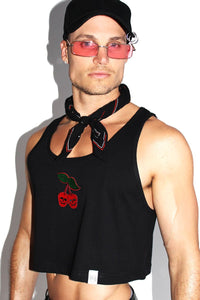 Dead cherries Crop Racerback Tank-Black