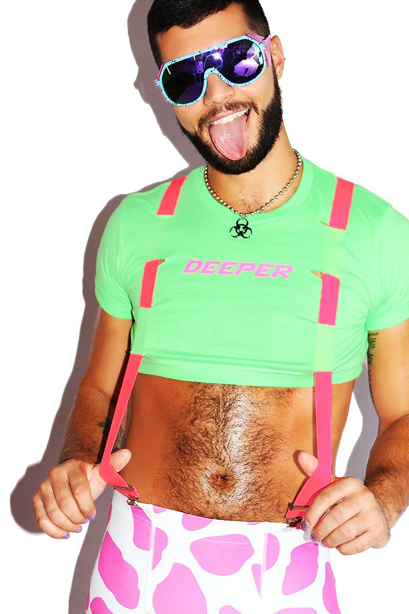 Deeper Garter Extreme Crop Tee-Neon Green
