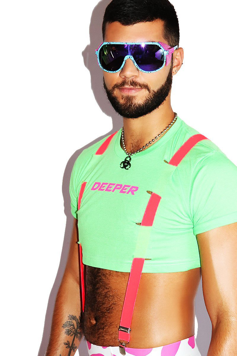 Deeper Garter Extreme Crop Tee-Neon Green