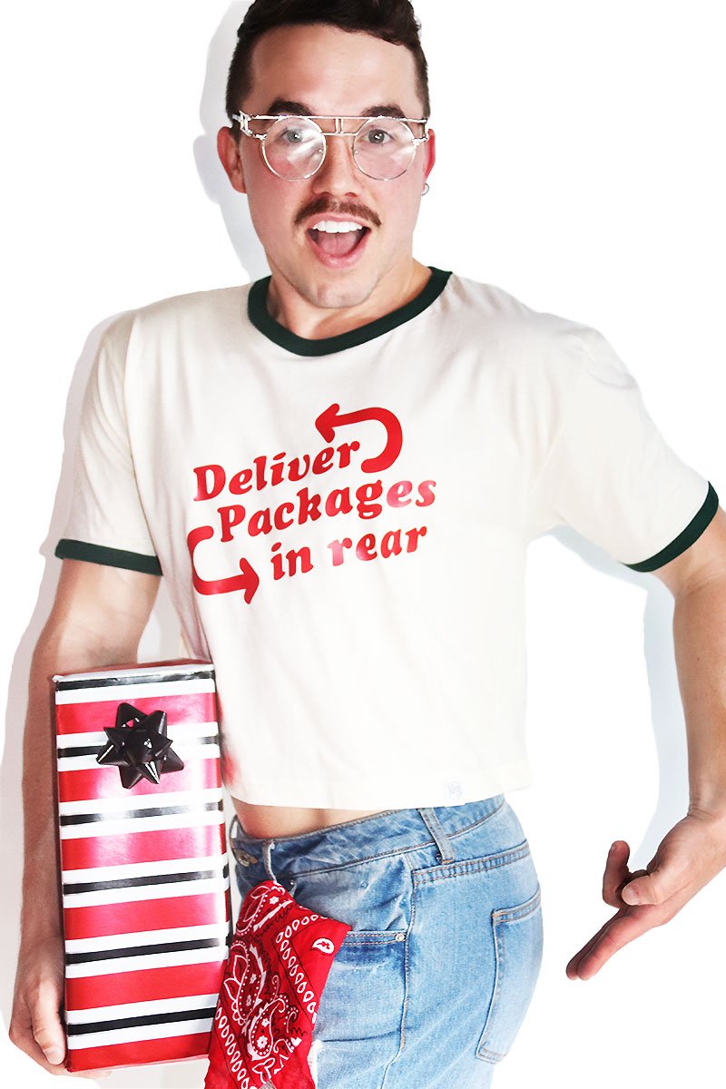 Deliver Packages Crop Ringer Tee- Cream