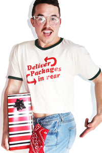 Deliver Packages Crop Ringer Tee- Cream