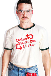 Deliver Packages Crop Ringer Tee- Cream