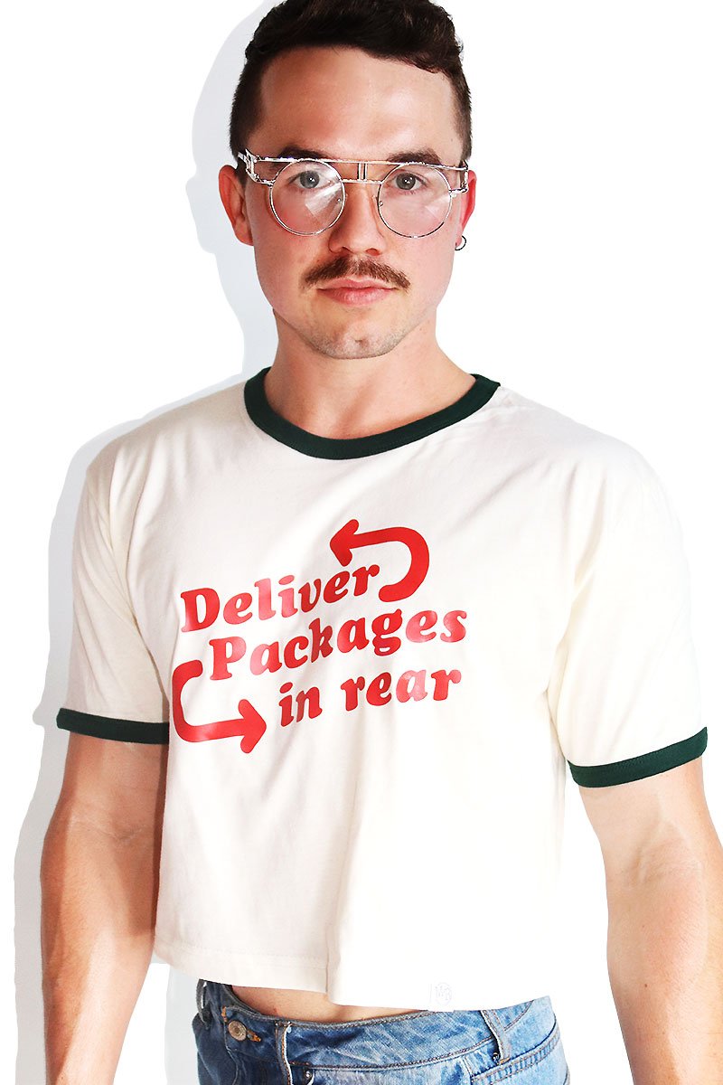 Deliver Packages Crop Ringer Tee- Cream