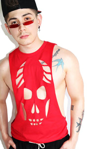 Demonic Cutout Low Arm Tank-Red
