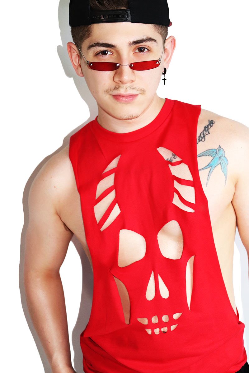 Demonic Cutout Low Arm Tank-Red