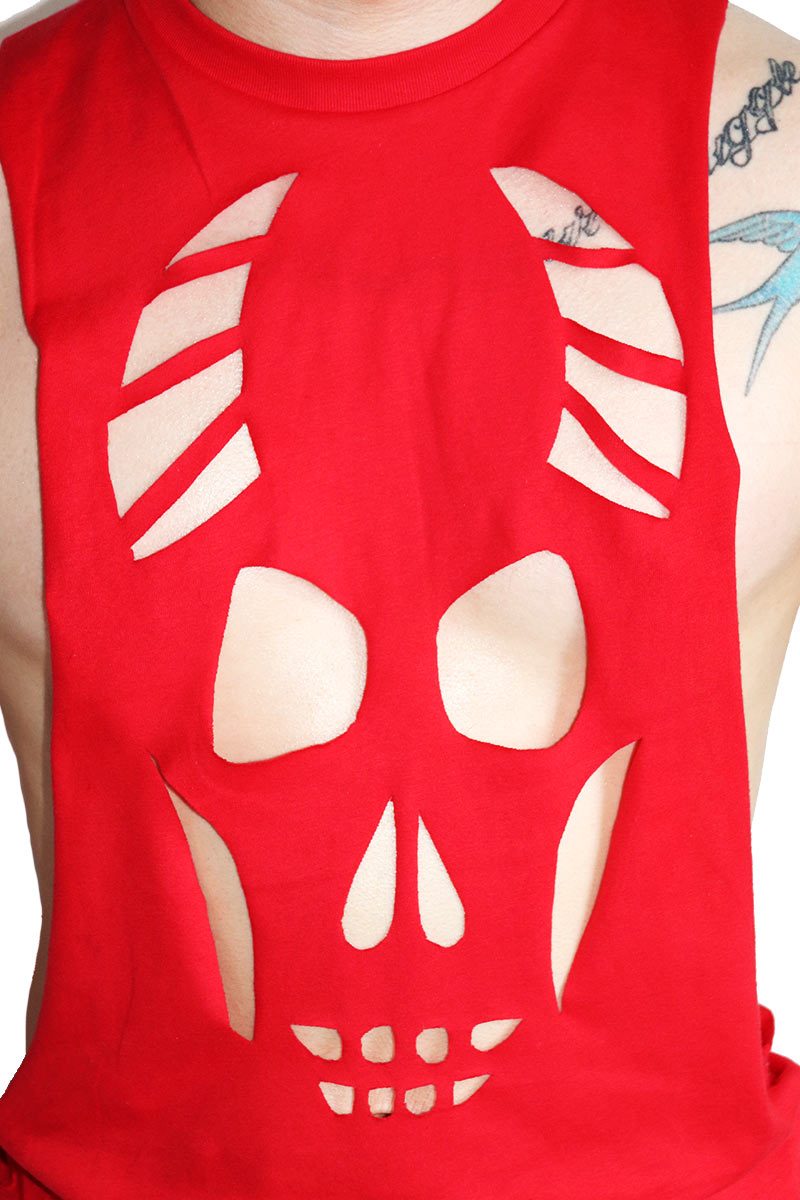 Demonic Cutout Low Arm Tank-Red