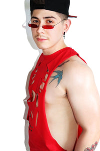 Demonic Cutout Low Arm Tank-Red