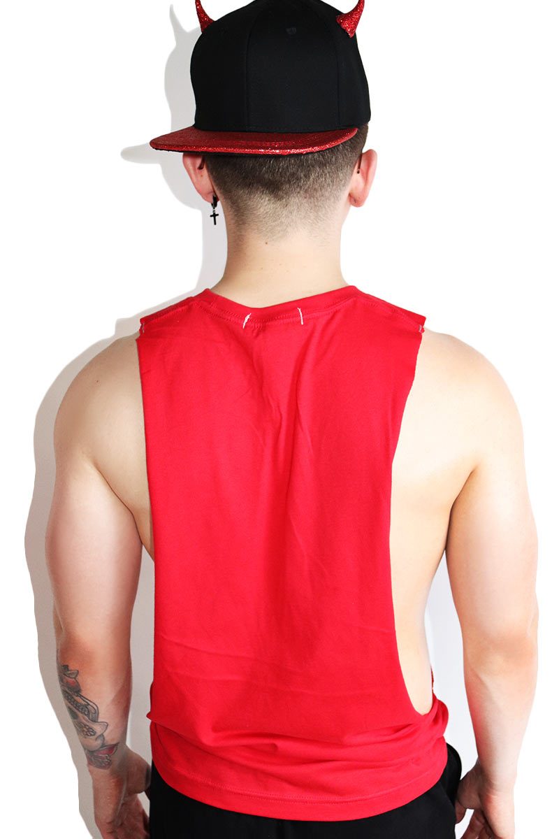 Demonic Cutout Low Arm Tank-Red