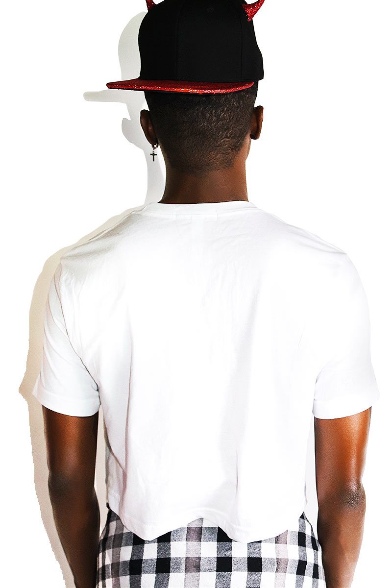 Deranged Clown Crop Tee-White
