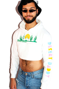 Desert Daddy Long Sleeve Crop Hoodie-White