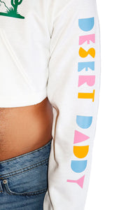 Desert Daddy Long Sleeve Crop Hoodie-White