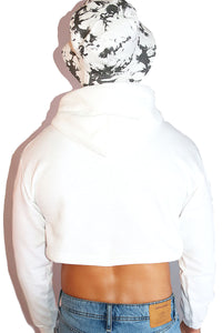 Desert Daddy Long Sleeve Crop Hoodie-White