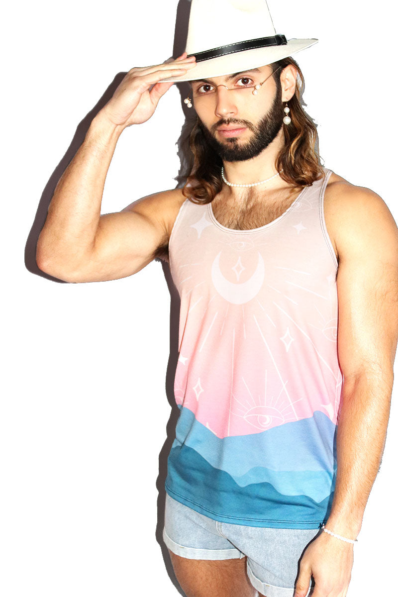 Desert Dusk All Over Racerback Tank- Pink