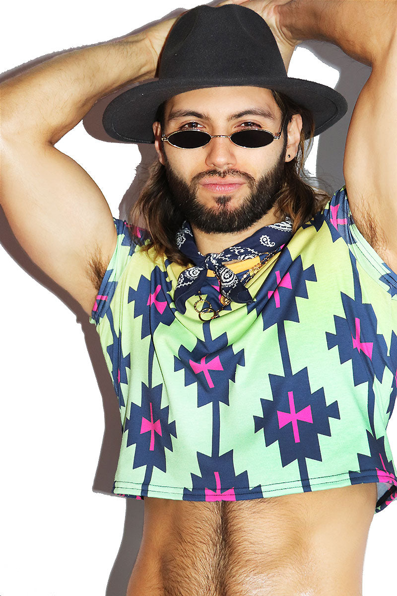 Phoenix All Over Print Fitted Crop Tee- Green