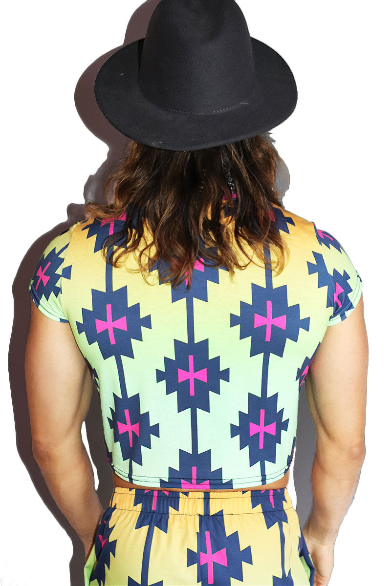 Phoenix All Over Print Fitted Crop Tee- Green