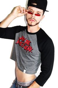 Devil's Werk Long Sleeve Raglan Crop Tee-Black