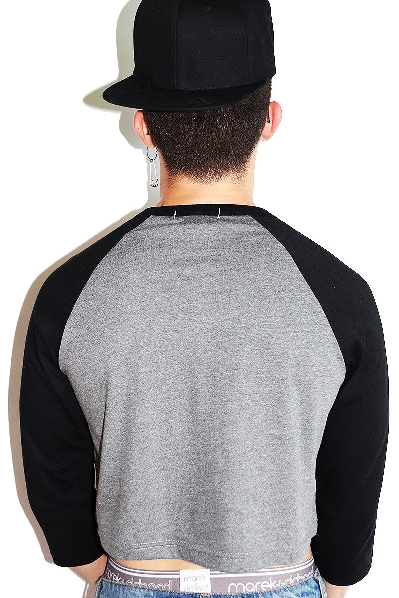 Devil's Werk Long Sleeve Raglan Crop Tee-Black