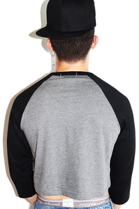 Devil's Werk Long Sleeve Raglan Crop Tee-Black