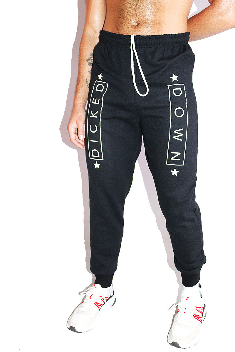 Dicked Down High Waist Sweatpants-Black