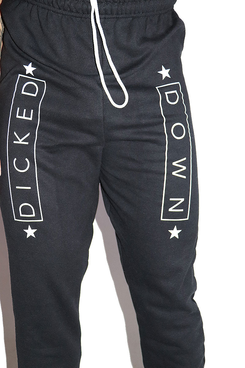 Dicked Down High Waist Sweatpants-Black