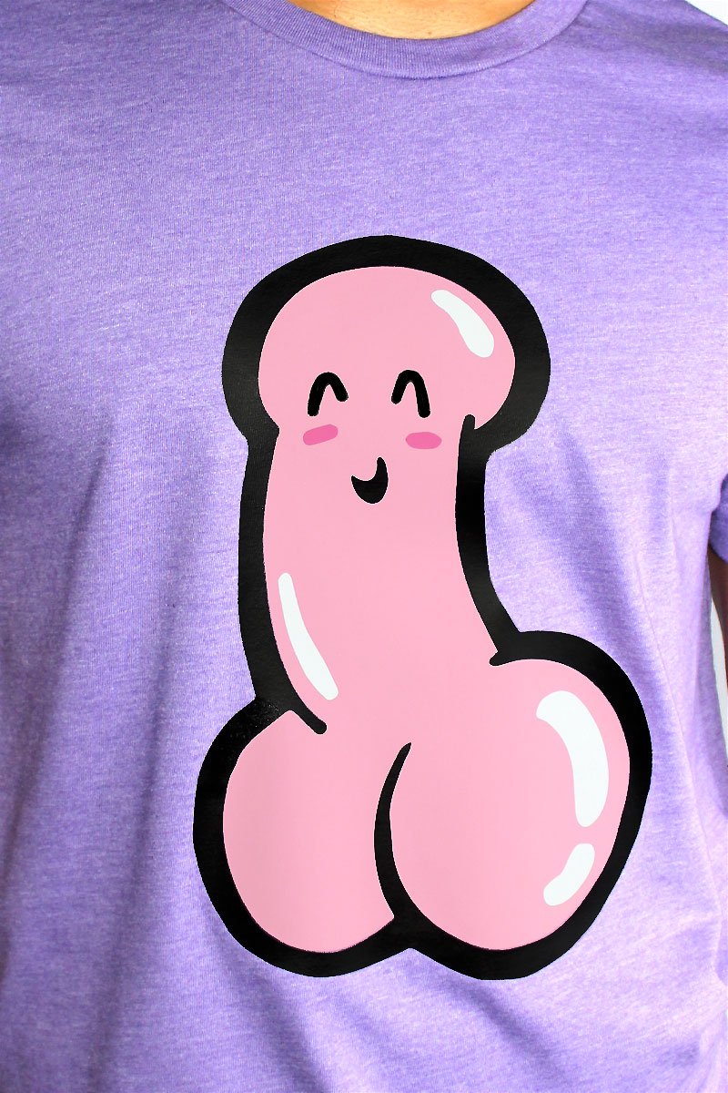 Happy Ending Penis Tee- Purple Heather