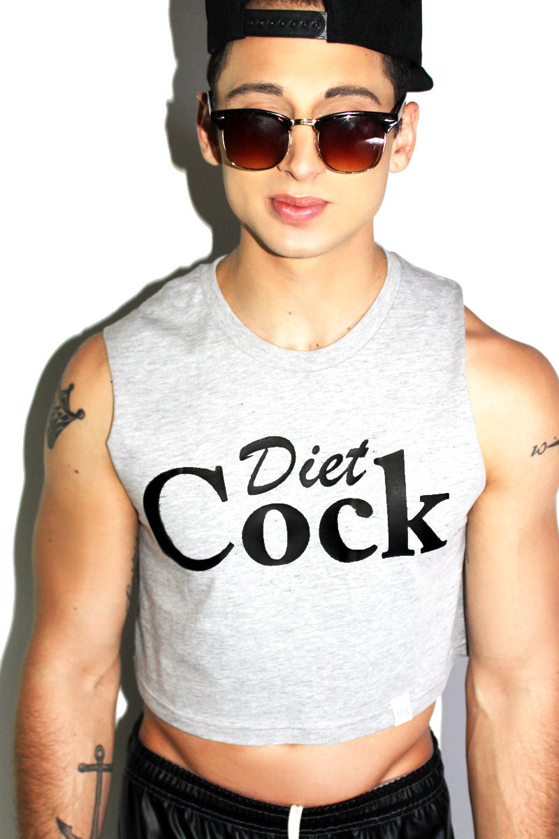 Diet Cock Crop Tank-Grey