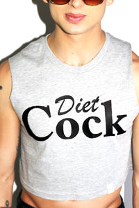 Diet Cock Crop Tank-Grey