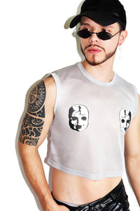 Doll Face Pasties Crop Tank-Grey