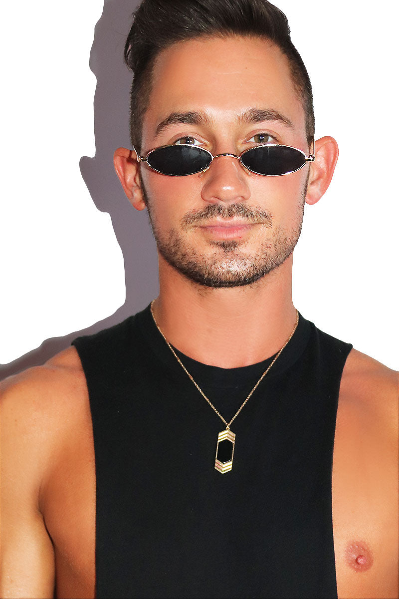 Vers Black Stone Necklace - Gold