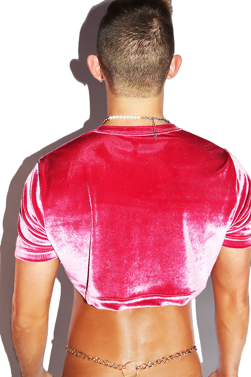 Velvet Extreme Crop Tee- Fuchsia