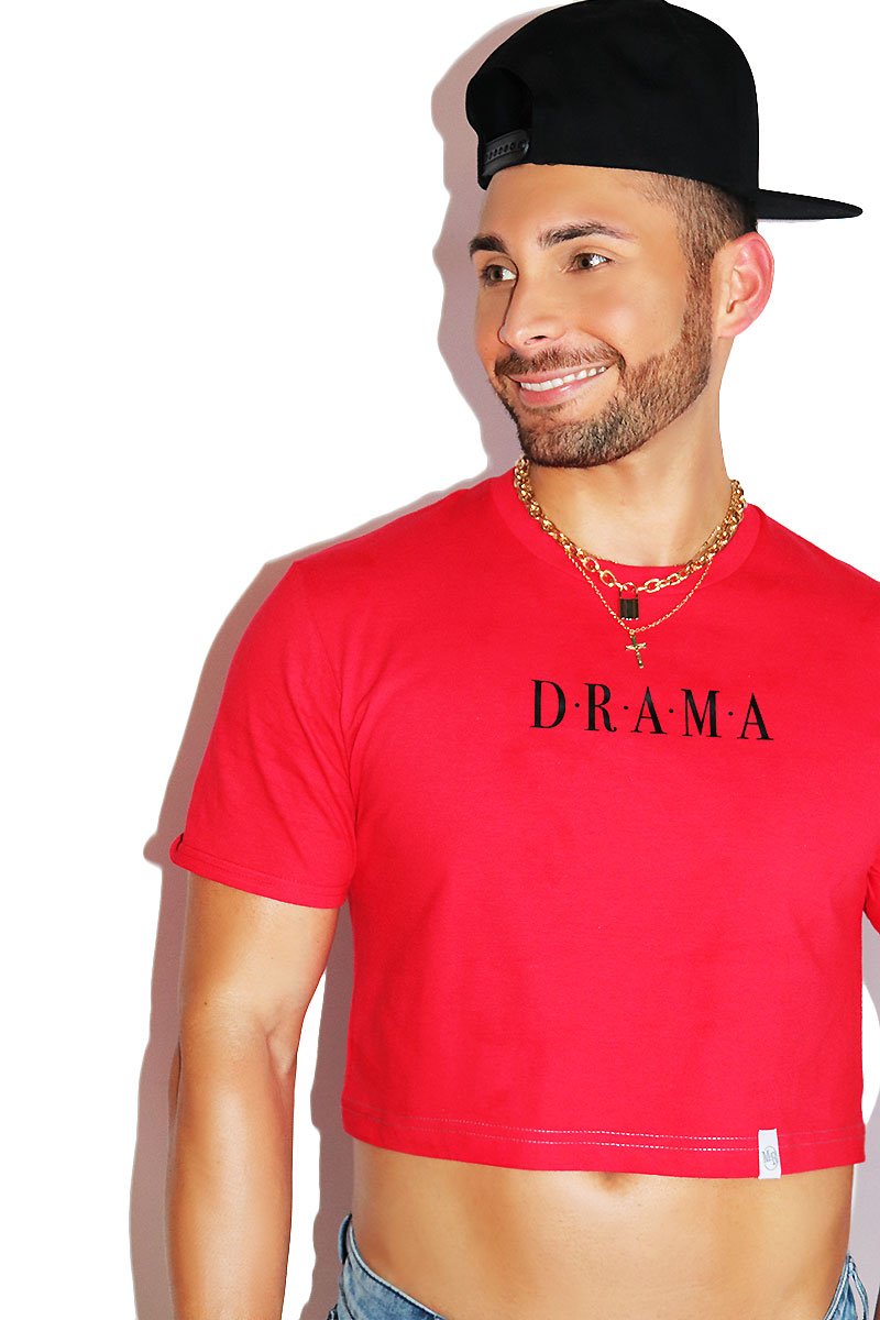 Drama Crop Tee-Red