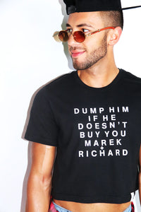 Logo Dump Him Crop Tee-Black