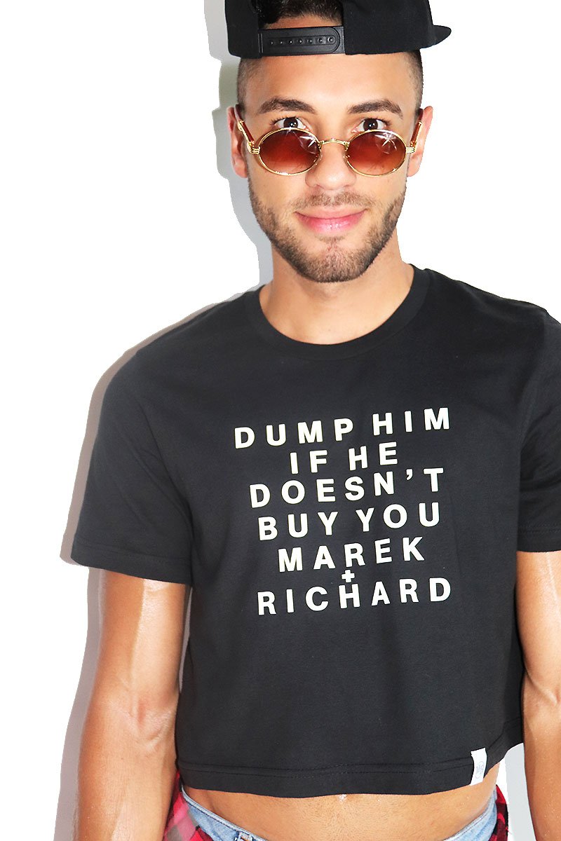 Logo Dump Him Crop Tee-Black