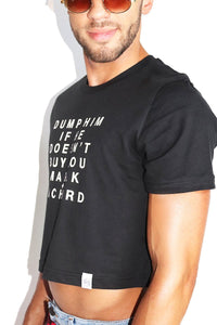 Logo Dump Him Crop Tee-Black