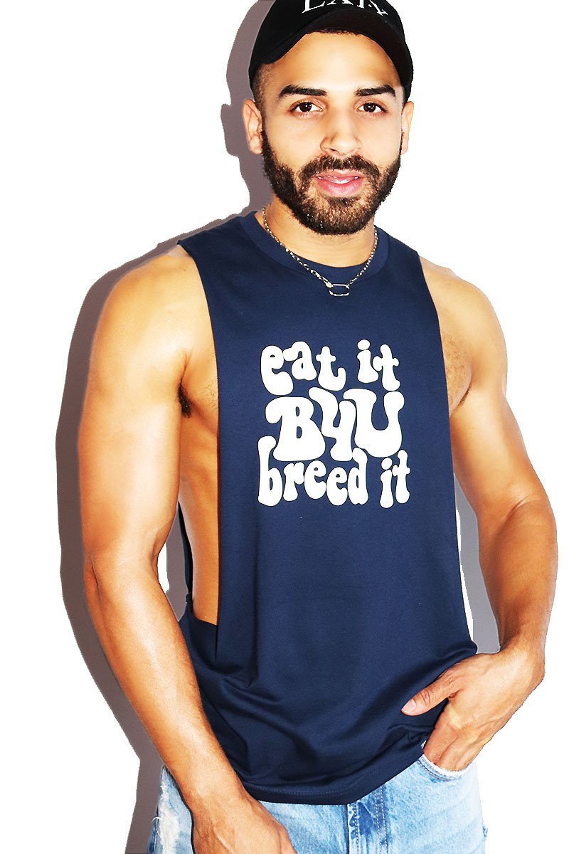 Eat It Before You Breed It Low Arm Shredder Tank-Navy
